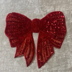 Red Sequin Bow patch beads & sequins